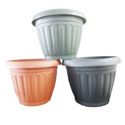 *Planter Pot Round Plastic 9in Asst Clrs-wholesale
