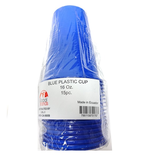 Plastic Cups Blue 15ct 16oz-wholesale