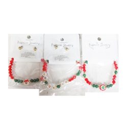 X-Mas Bracelet & Stud Earrings Set Asst-wholesale
