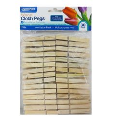 Clothes Pegs 30pc Wooden-wholesale