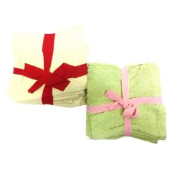 Wash Cloths 4pk W-Ribbon Asst Clrs-wholesale