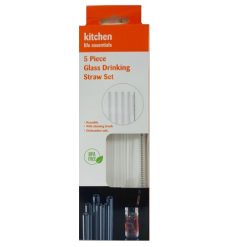 Straws Glass Set 5pc W-Brush-wholesale