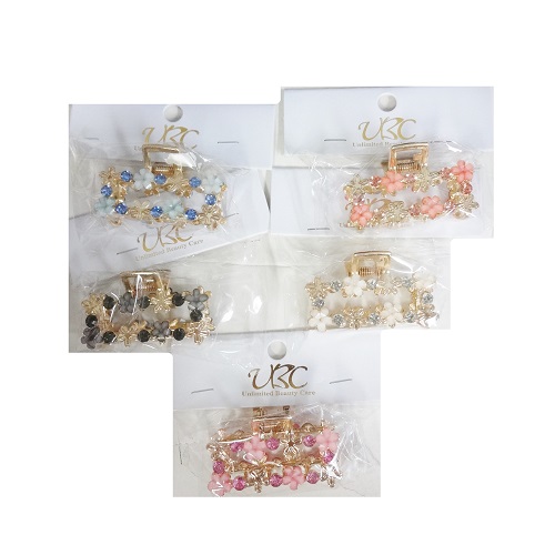 Hair Metal Clip W-Flowers Smll Asst Clrs-wholesale Hair Metal Clip W-Flowers Smll Asst Clrs-wholesale