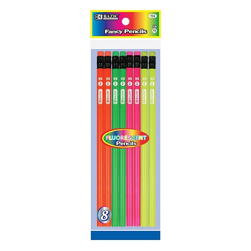 Fluorescent Wood Pencils 8pk Asst Clrs-wholesale