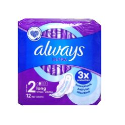 Always Maxi Pads 12ct #2 Long W-Wings-wholesale