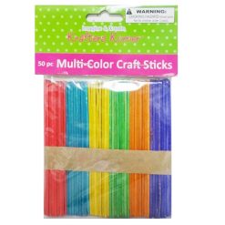 Craft Sticks Wood 50ct Asst Clrs-wholesale