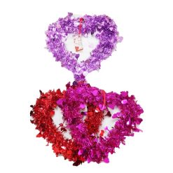 Valentine Tinsel Heart Diecut Asst Clrs-wholesale
