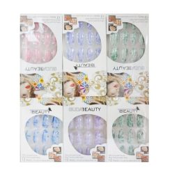 Nails Pre-Glued 12ct W-Glitter Asst Clrs-wholesale