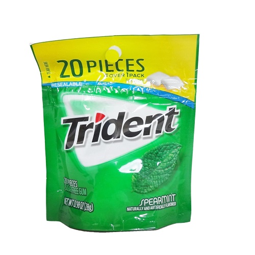 Trident Gum 20ct Pouch Spearmint-wholesale Trident Gum 20ct Pouch Spearmint-wholesale
