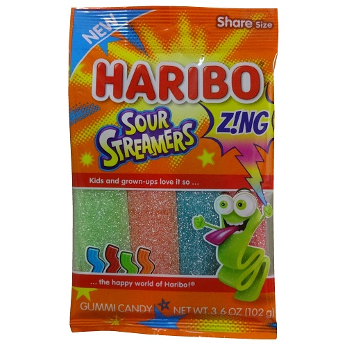 Haribo Gummies 3.6oz Sour Streamers-wholesale Haribo Gummies 3.6oz Sour Streamers-wholesale