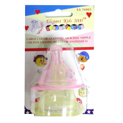 E.K Baby Bottle Nipples 2pc Asst Clrs-wholesale