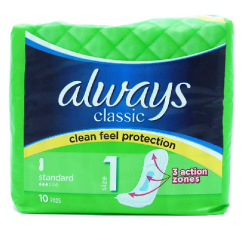 Always Classic Maxi Pads 10ct Standard-wholesale