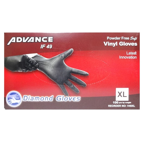 Gloves Vinyl Black XL 100ct Powder Free-wholesale