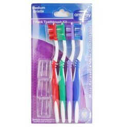 Amoray Toothbrush Kit 7pc Med Asst Clrs-wholesale