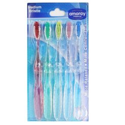 Amoray Toothbrush 5pk Med  Asst-wholesale