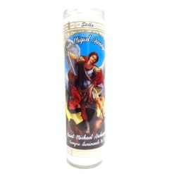 Candle 8in San Miguel Arcangel White-wholesale
