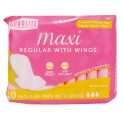 Coralite Maxi Pads 10ct Reg W-Wings-wholesale