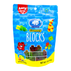 Amos Gummy Blocks Candy 4D 7oz Asst-wholesale