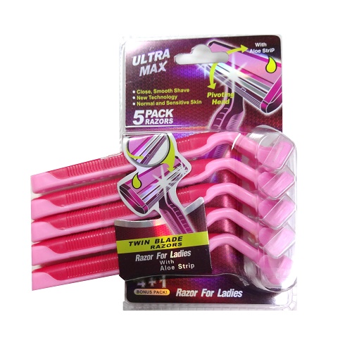 Ultra Max Razor 5pk Twin Blade Pink-wholesale
