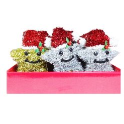 X-Mas Ornament Tinsel Star 7in Asst Clrs-wholesale