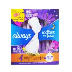 Always Maxi Pads 10ct Radiant Overnight-wholesale