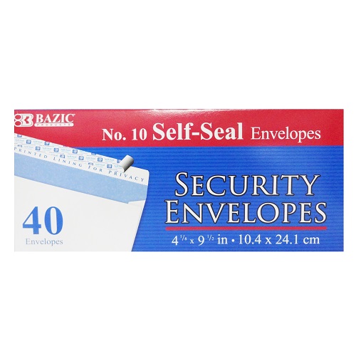 Security Envelopes 40ct Selt-Seal 4X9½in-wholesale Security Envelopes 40ct Selt-Seal 4X9½in-wholesale
