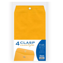Clasp Envelopes 4ct 9X12in Yellow-wholesale