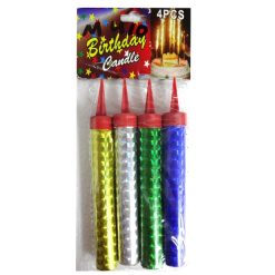 Birthday Candles Sparkling 4pc Asst Clrs-wholesale