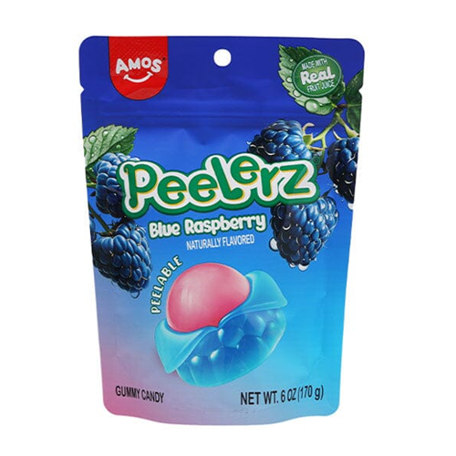 Amos Peelerz Gummy Blue Raspberry 6oz-wholesale Amos Peelerz Gummy Blue Raspberry 6oz-wholesale