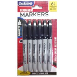 Permanent Markers Black 6pc-wholesale