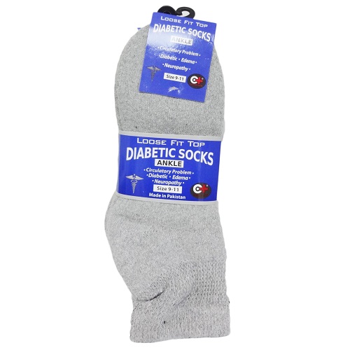 Diabetic Ankle Socks 1pk 9-11 Grey-wholesale Diabetic Ankle Socks 1pk 9-11 Grey-wholesale