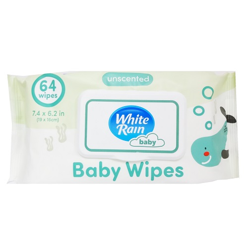 White Rain Baby Wipes 64ct Unscented Grn-wholesale