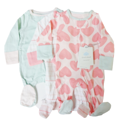 Baby Rib Coverall 6-9M Pink Hearts Asst-wholesale