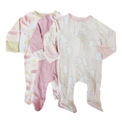Baby Rib Coverall 0-3M Pink Bunny Dsgn-wholesale