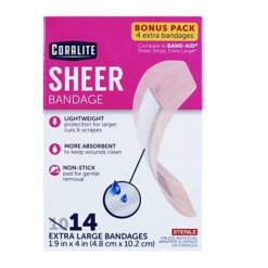 Coralite Bandages 10ct + 4 Sheer Xtra Lg-wholesale