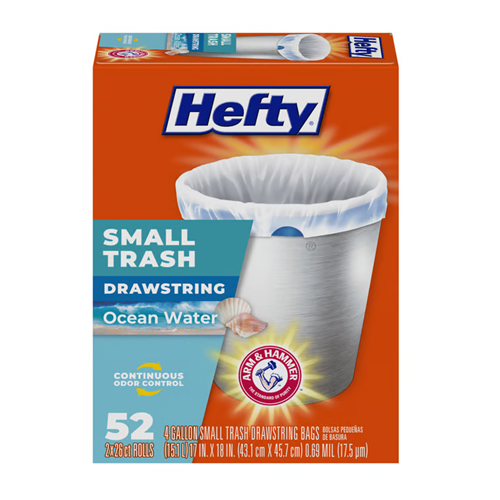 Hefty Trash Bags 52ct 4 Gl Ocean Water-wholesale Hefty Trash Bags 52ct 4 Gl Ocean Water-wholesale