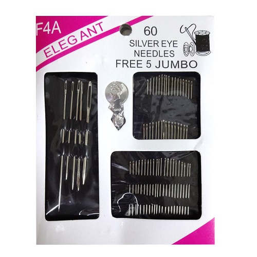 Sewing Needles Eye Silver 60ct + 5 Jumbo-wholesale Sewing Needles Eye Silver 60ct + 5 Jumbo-wholesale