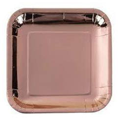 ***Paper Plates 9in 8ct Sqr Rose Gold Fl-wholesale