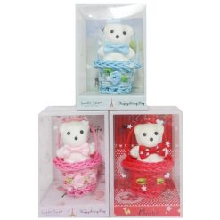 Bear In Basket 3in Sweet Time Asst-wholesale