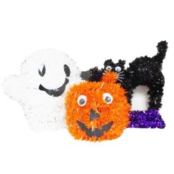 Halloween Tinsel Table Decor Asst-wholesale