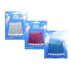 Birthday Candles 10ct W-Glitter Asst Clr-wholesale