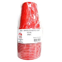 Plastic Cups 14oz 20ct Red-White-wholesale