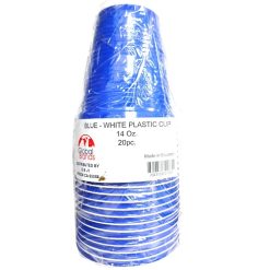 Plastic Cups 14oz 20ct Blue-White-wholesale